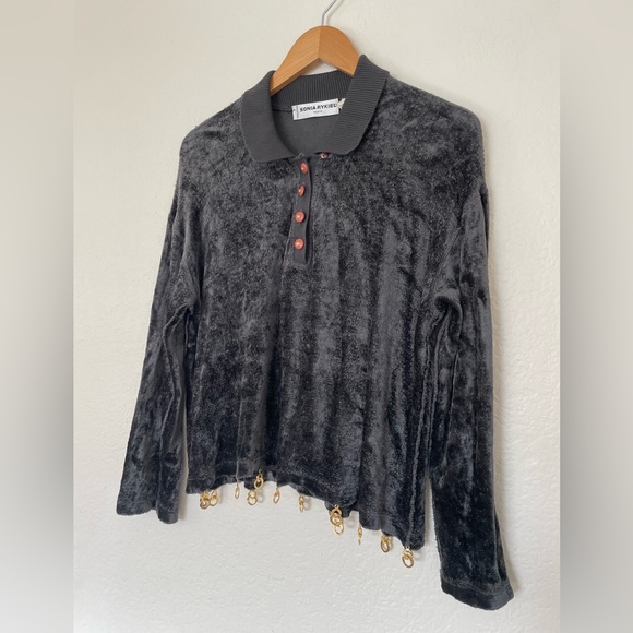 Vintage Sonia Rykiel Paris Top w/ Gold Detail - Picture 2 of 8